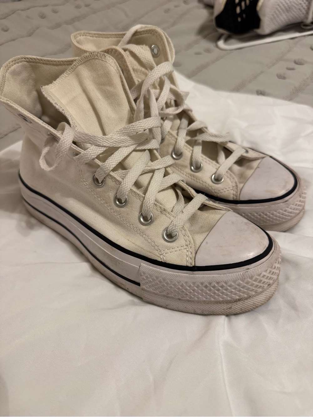 Converse High-Top Sneakers in Cream Canvas
